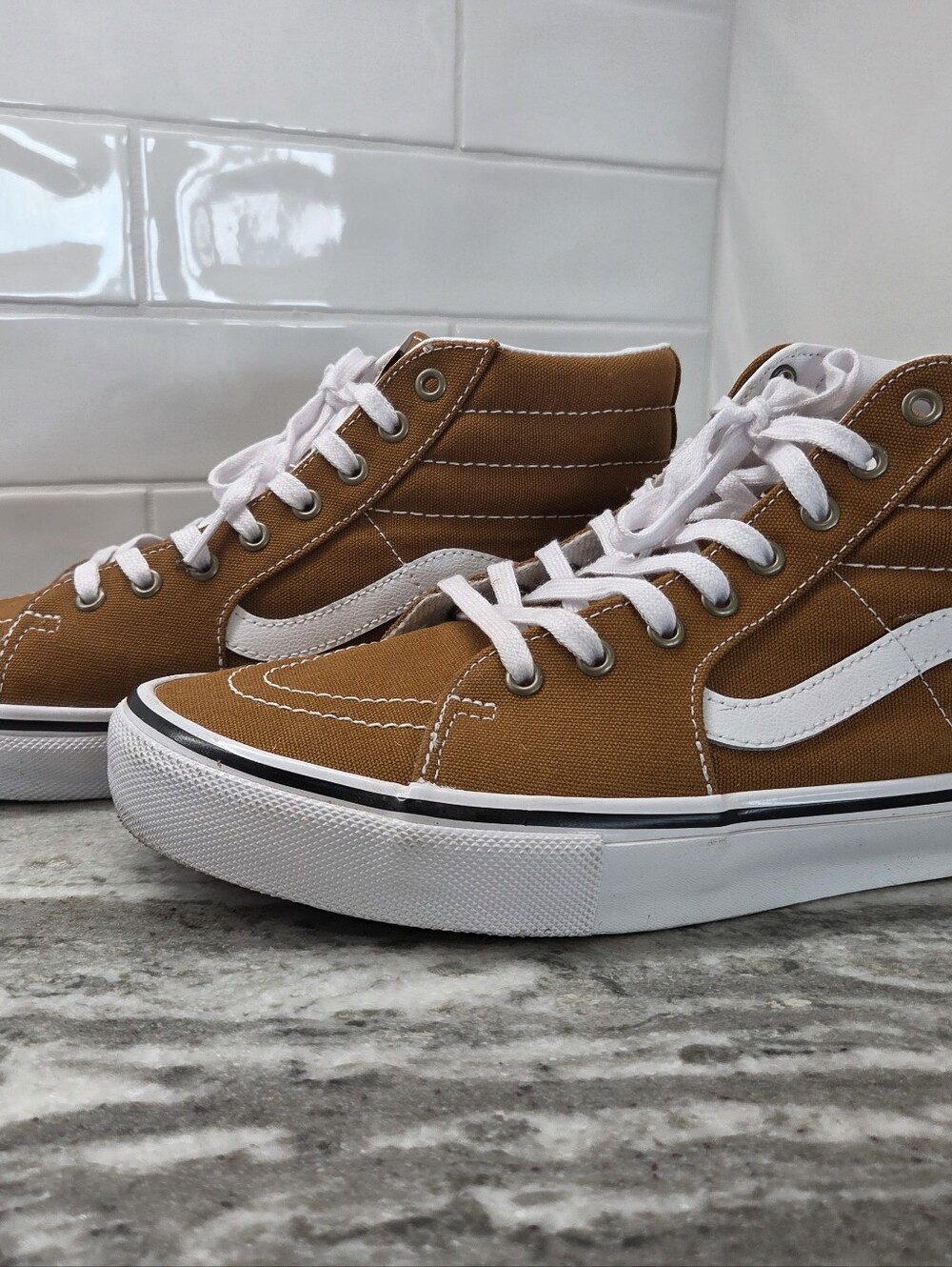 Vans Skate Sk8-Hi Canvas Golden Brown Sneakers Mens Size 12 - Picture 7 of 10